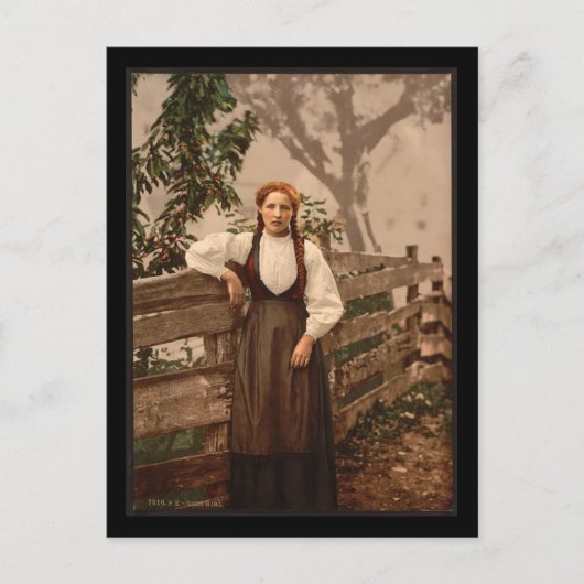 Een meisje van Voss, Harhazard Fjord, Noorwegen Briefkaart (Voorkant)