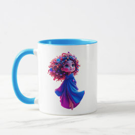 Een meisje vloog rustig in de lucht. mok