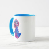 Een meisje vloog rustig in de lucht. mok (Voorkant links)