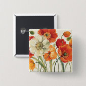 Een melodie van papavers vierkante button 5,1 cm (Voorkant /achterkant)