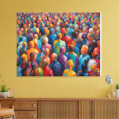 Een menigte kleurrijke mensen te midden van een ch canvas afdruk (Insitu (Woonkamer))