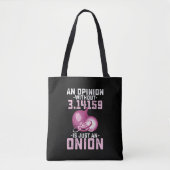 Een mening zonder PI is gewoon een ui Wiskunde gra Tote Bag (Voorkant)