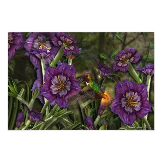 Een mens onder de bloemen foto afdruk (Voorkant)