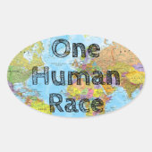 Eén menselijke ras ovale sticker (Voorkant)