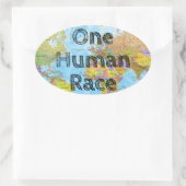 Eén menselijke ras ovale sticker (Tas)
