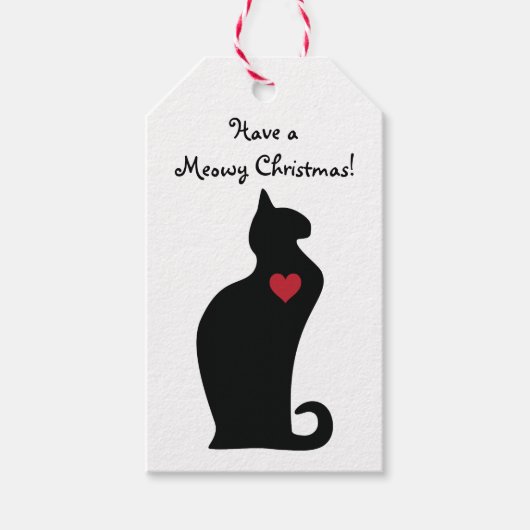 Een Meowy Cat Kerstmis Cadeaulabel (Voorkant)