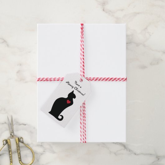 Een Meowy Cat Kerstmis Cadeaulabel (Met Touw)