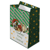 Een Meowy Kerstmis Kat Medium Gift Bag Cadeauzakje (Voorkant Gekanteld)