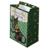 Een Meowy Kerstmis Kat Medium Gift Bag Medium Cadeauzakje (Achterkant Gekanteld)