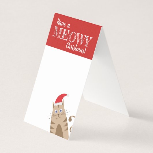 Een meowy kerstsanta cartoon grappige kat kaart (Voorkant)