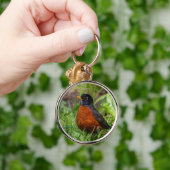 Een merkwaardige Amerikaanse Robin in de gras Sleutelhanger (Hand)