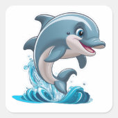 Een merkwaardige dolfijn springt uit de water Stic Vierkante Sticker (Voorkant)