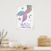 Een Mermaid zijn en Waves Quote maken Poster (Keuken)