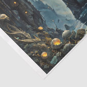 Een mermeid in een fantasy blauw rijk tissuepapier (Detail)