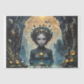 Een mermeid in een fantasy blauw rijk tissuepapier (Voorkant)