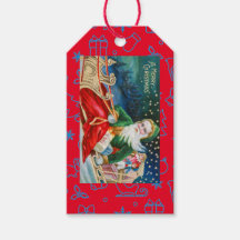 EEN MERRY CHRISTMAS  SANTA OP SLEIGH GIFT-LABEL