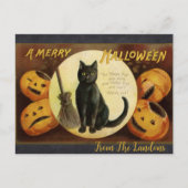 Een Merry Halloween Black Cat Custom  Briefkaart (Voorkant)