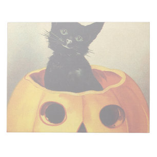 Een Merry Halloween,  Black Cat in Pumpkin Notitieblok