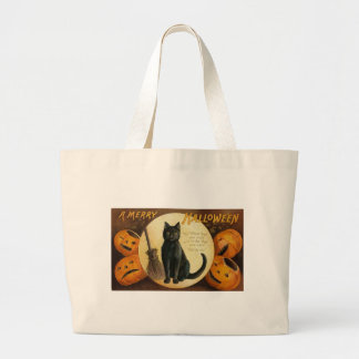 Een Merry Halloween Cat Kaart Grote Tote Bag