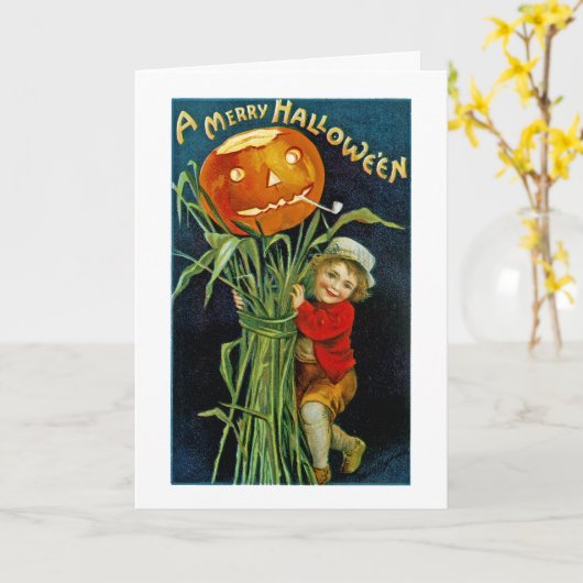 Een Merry Halloween Kaart (Gele Bloem)