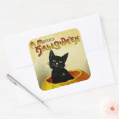 Een Merry Halloween Kitten Vierkante Sticker (Envelop)