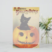 Een Merry Halloween van Ellen Clapsaddle,  Kat Briefpapier (Staand voorkant)