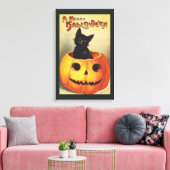 Een Merry Halloween van Ellen Clapsaddle, Kat Canvas Afdruk (Insitu (Woonkamer))