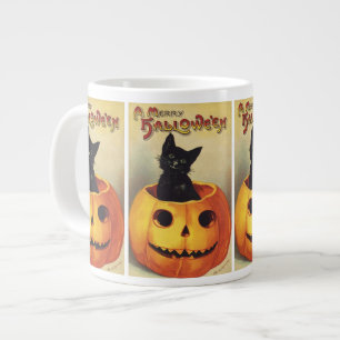 Een Merry Halloween van Ellen Clapsaddle,  Kat Grote Koffiekop