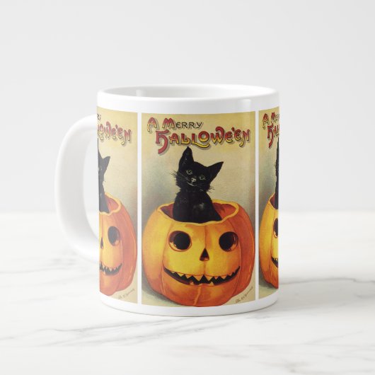 Een Merry Halloween van Ellen Clapsaddle, Kat Grote Koffiekop (Links)