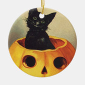 Een Merry Halloween van Ellen Clapsaddle,  Kat Keramisch Ornament (Voorkant)