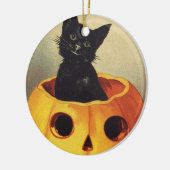 Een Merry Halloween van Ellen Clapsaddle, Kat Keramisch Ornament (Links)