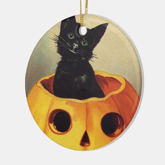Een Merry Halloween van Ellen Clapsaddle,  Kat Keramisch Ornament (Links)