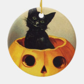 Een Merry Halloween van Ellen Clapsaddle, Kat Keramisch Ornament (Achterkant)