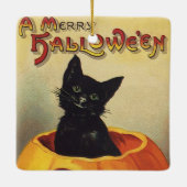 Een Merry Halloween van Ellen Clapsaddle,  Kat Keramisch Ornament (Achterkant)