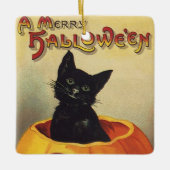 Een Merry Halloween van Ellen Clapsaddle,  Kat Keramisch Ornament (Voorkant)