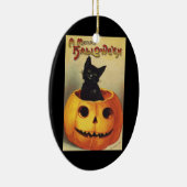 Een Merry Halloween van Ellen Clapsaddle, Kat Keramisch Ornament (Rechts)