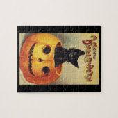 Een Merry Halloween van Ellen Clapsaddle,  Kat Legpuzzel (Horizontaal)