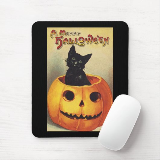 Een Merry Halloween van Ellen Clapsaddle,  Kat Muismat (Met muis)