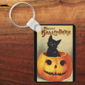 Een Merry Halloween van Ellen Clapsaddle, Kat Sleutelhanger (Voorkant)