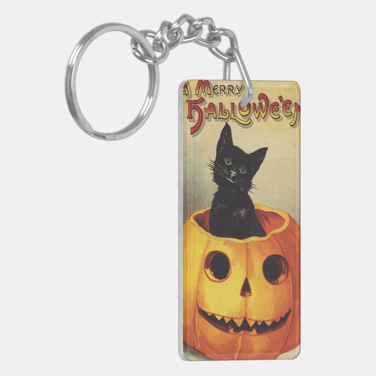 Een Merry Halloween van Ellen Clapsaddle,  Kat Sleutelhanger (Voorkant Links)