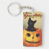 Een Merry Halloween van Ellen Clapsaddle,  Kat Sleutelhanger (Voorkant)