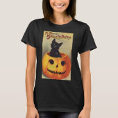 Een Merry Halloween van Ellen Clapsaddle,  Kat T-shirt (Voorkant)
