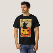 Een Merry Halloween van Ellen Clapsaddle,  Kat T-shirt (Voorkant volledig)