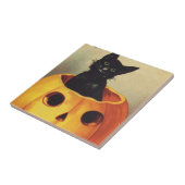 Een Merry Halloween van Ellen Clapsaddle, Kat Tegeltje (Zijkant)