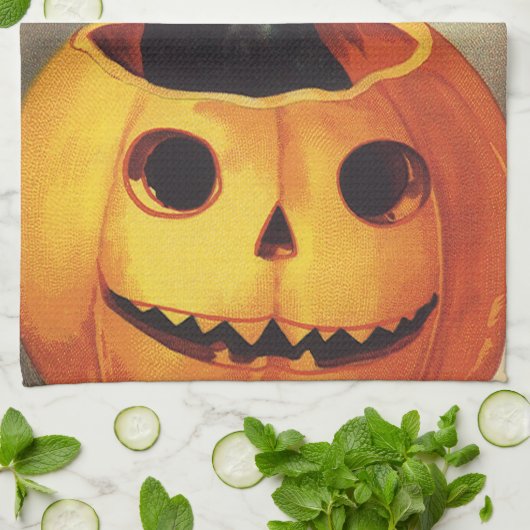 Een Merry Halloween van Ellen Clapsaddle, Kat Theedoek (Gevouwen)