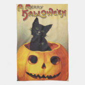 Een Merry Halloween van Ellen Clapsaddle, Kat Theedoek (Verticaal)