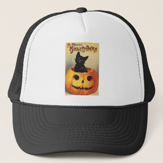 Een Merry Halloween van Ellen Clapsaddle,  Kat Trucker Pet (Voorkant)
