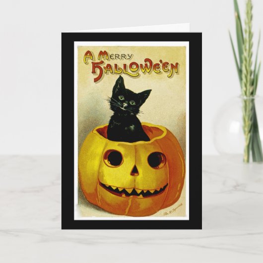 Een Merry Haloween Kitten Feestdagen Kaart (Voorkant)