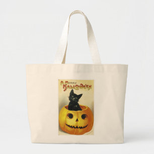 Een Merry Haloween Kitten Grote Tote Bag