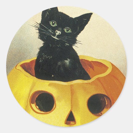 Een Merry Haloween Kitten Ronde Sticker (Voorkant)